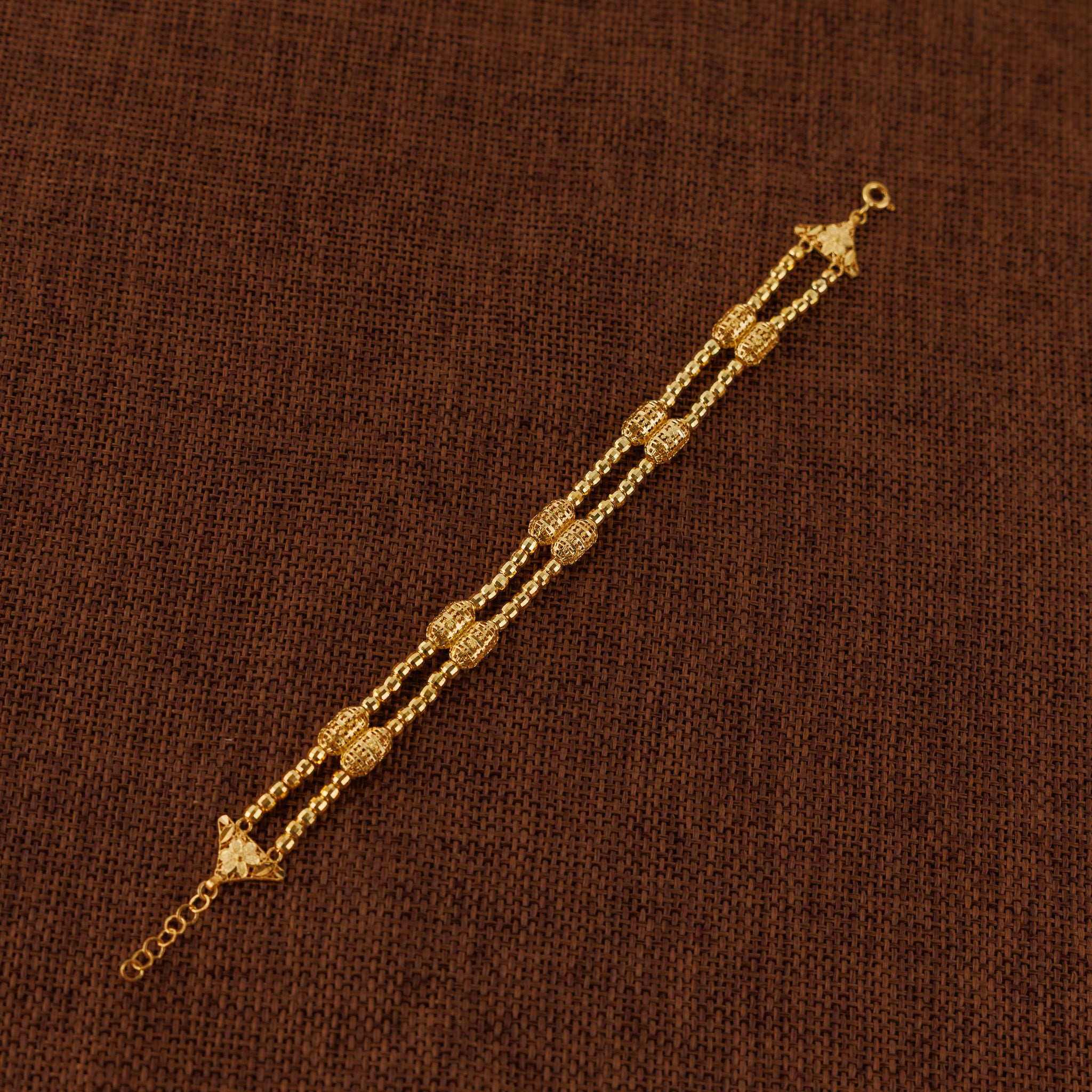 2 Line RP Beads Bracelet (D7) - Silver 925 & Gold Plated