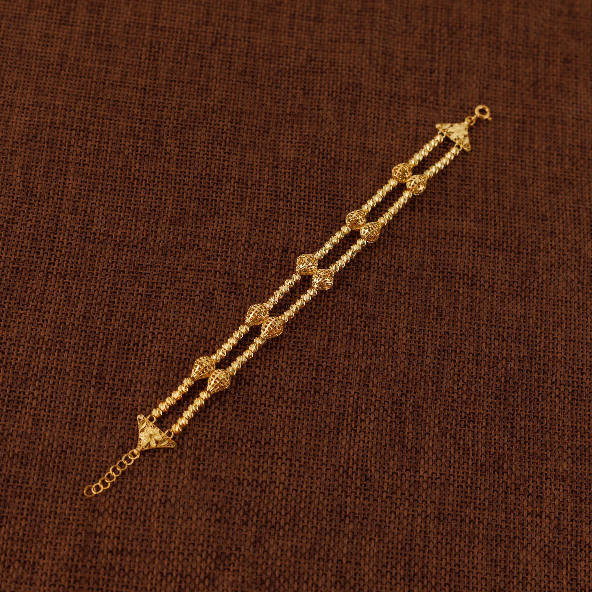 2 Line RP Beads Bracelet (D2) - Silver 925 & Gold Plated