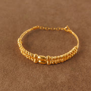 2 Line Kid's Beads Cuff Bracelet (D6)- Silver 925 & Gold Plated