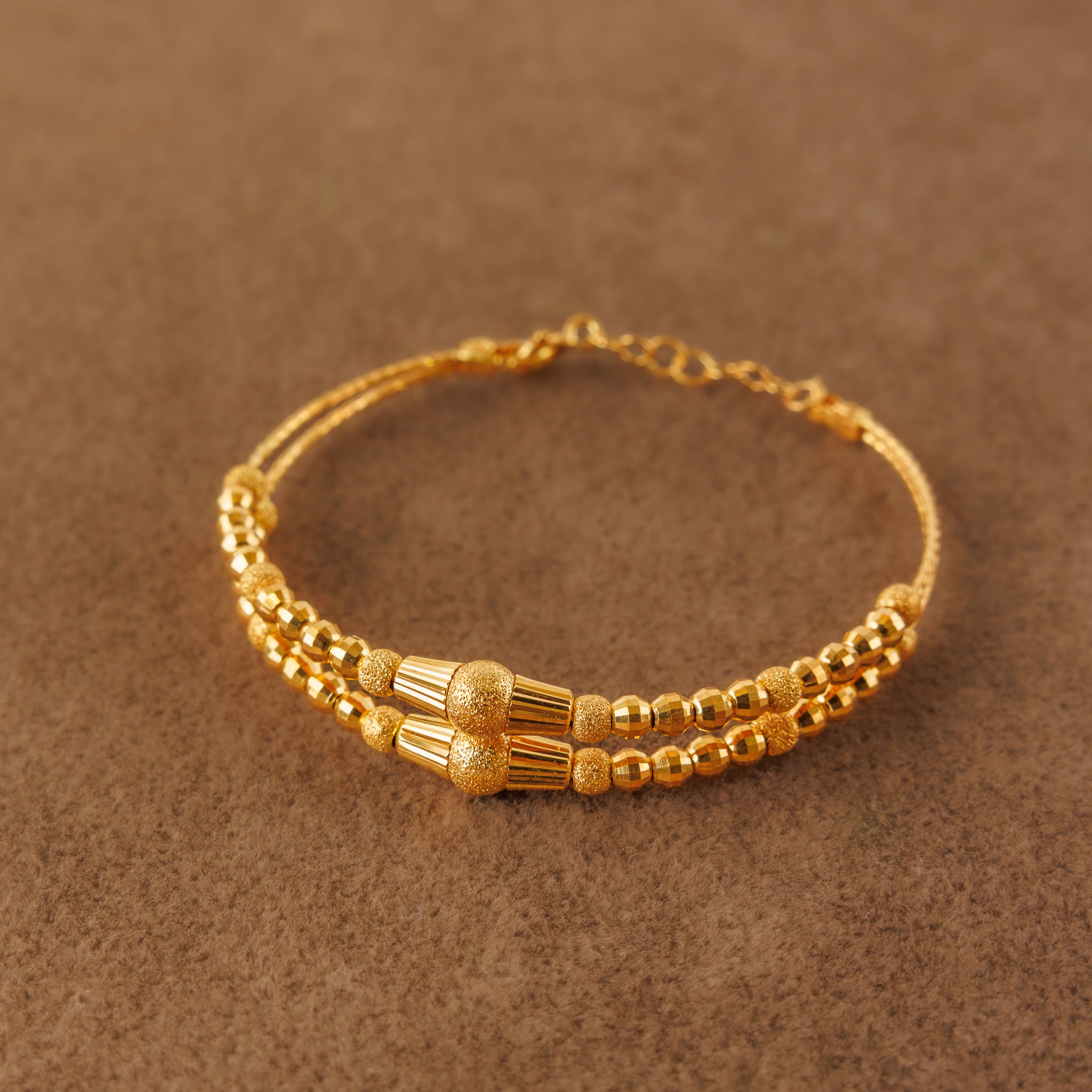 2 Line Kid's Beads Cuff Bracelet (D2)- Silver 925 & Gold Plated