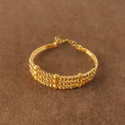 3 Line Kid's Beads Cuff Bracelet (D2)- Silver 925 & Gold Plated