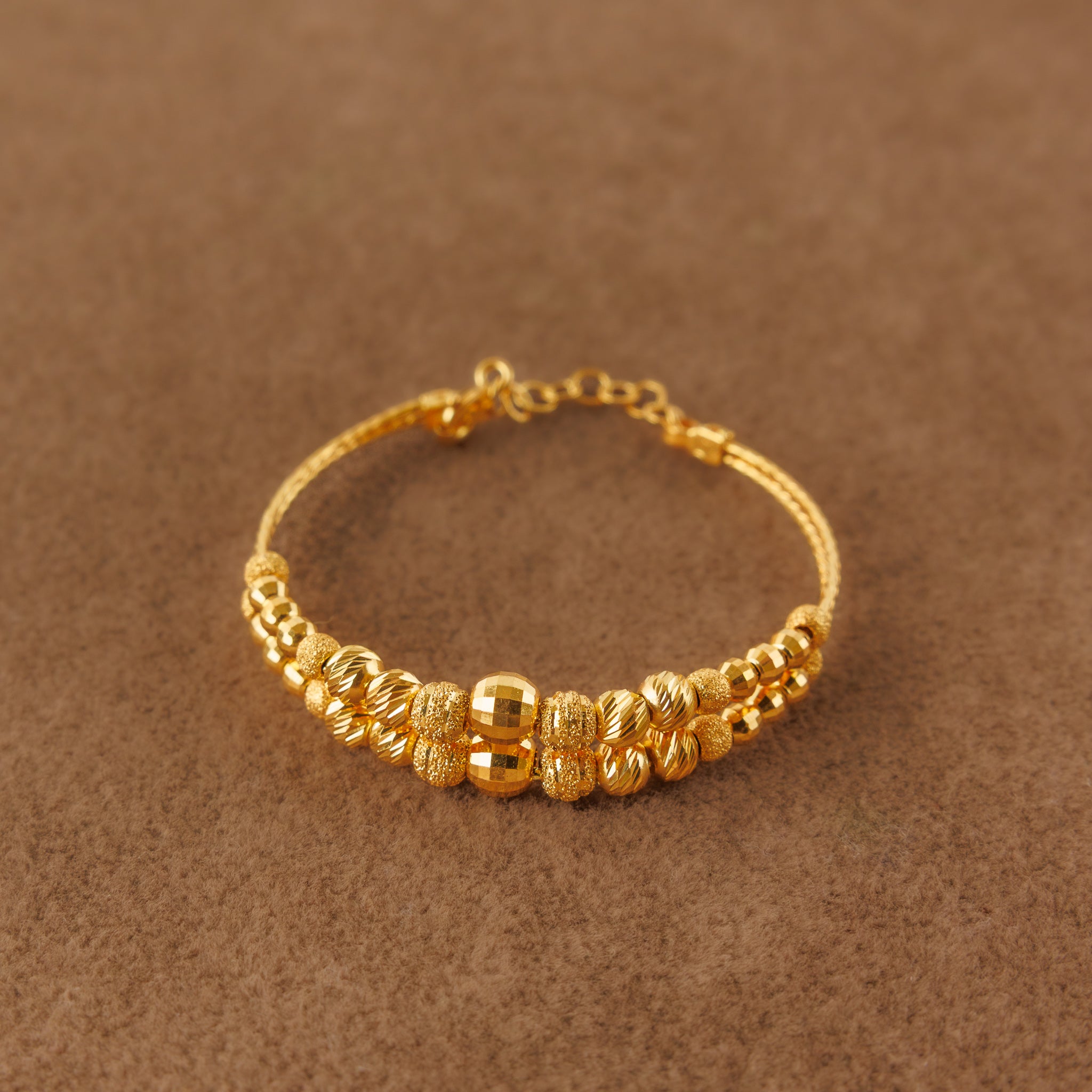 2 Line Kid's Beads Cuff Bracelet (D11)- Silver 925 & Gold Plated