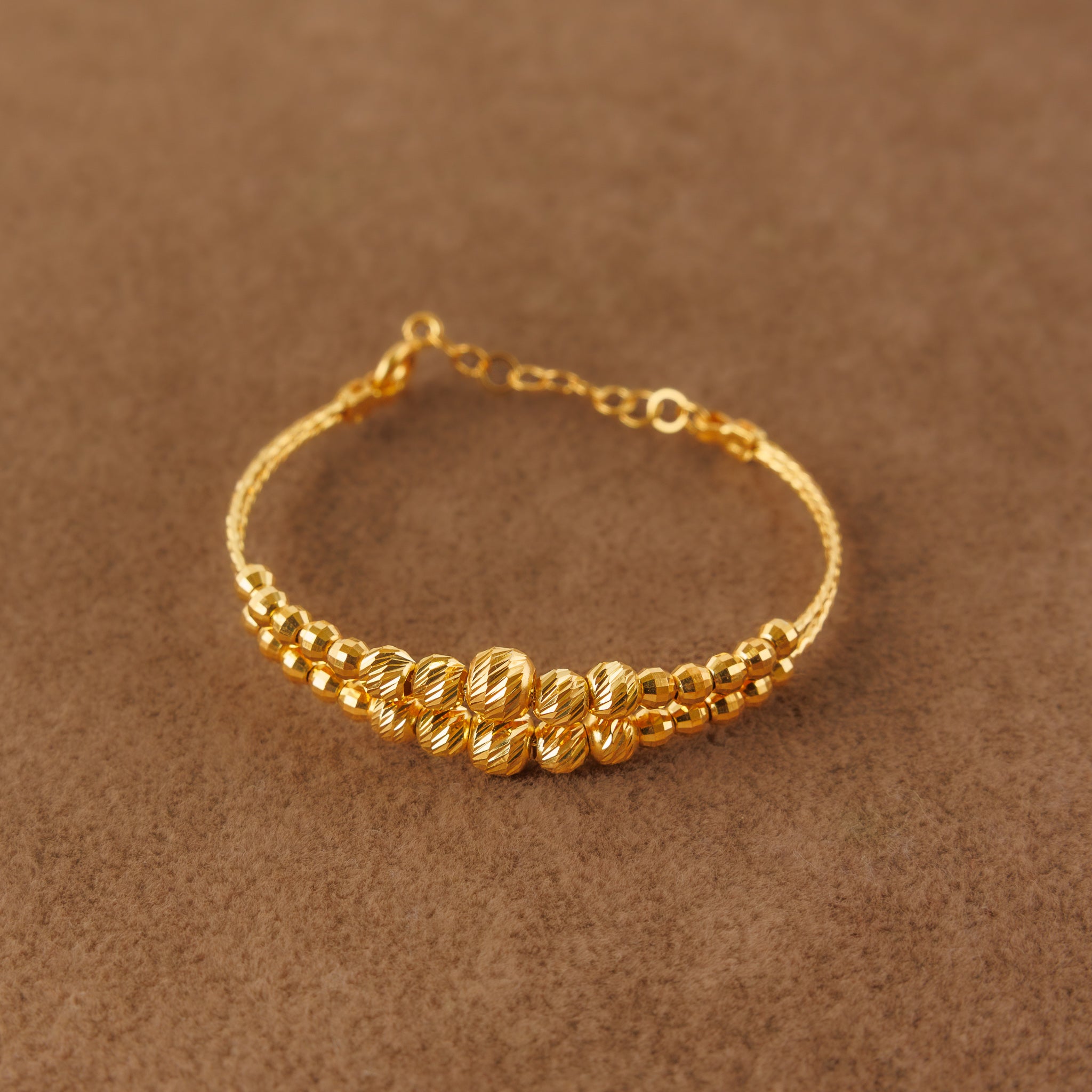 2 Line Kid's Beads Cuff Bracelet (D12)- Silver 925 & Gold Plated