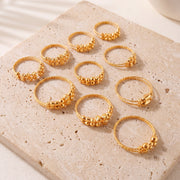 2 Line Beads Ring (D1) on travertine