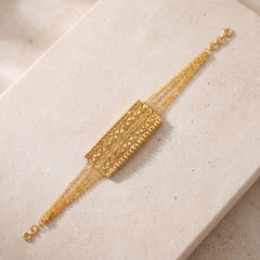 2 Line Half Curve Bracelet - (Plain) on travertine