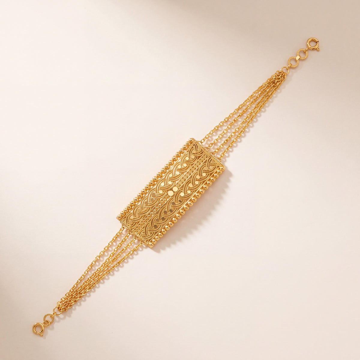 2 Line Half Curve Bracelet - (Plain), 925 silver 24K gold plated