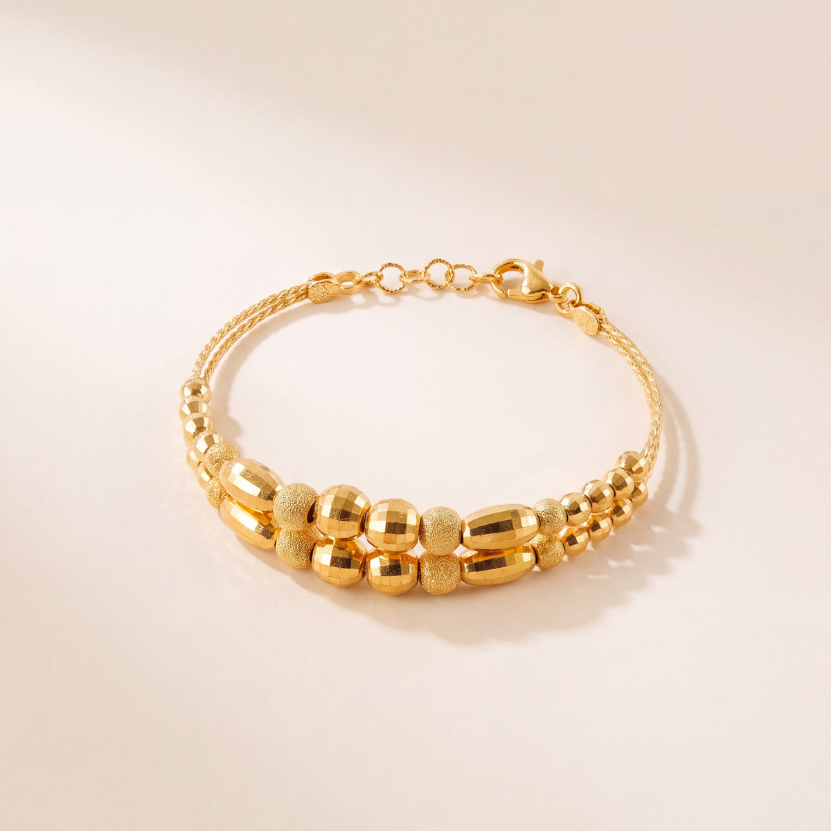 2 Line Kid's Beads Cuff Bracelet (D10), 925 silver 24K gold plated