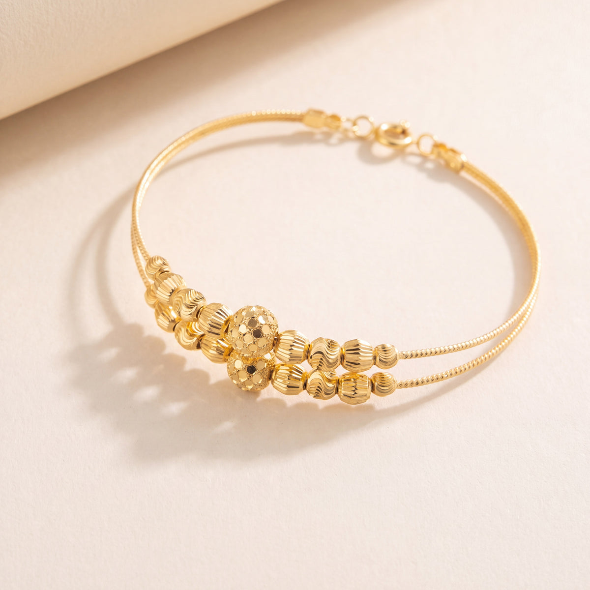 2 Line Kid's Beads Cuff Bracelet (D101), 925 silver 24K gold plated