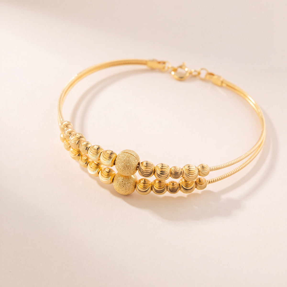 2 Line Kid's Beads Cuff Bracelet (D103), 925 silver 24K gold plated