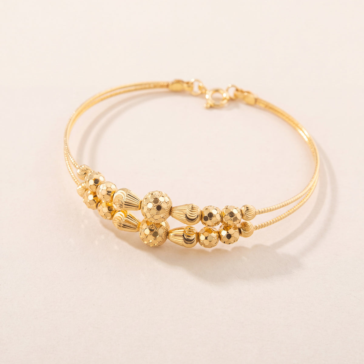 2 Line Kid's Beads Cuff Bracelet (D104), 925 silver 24K gold plated