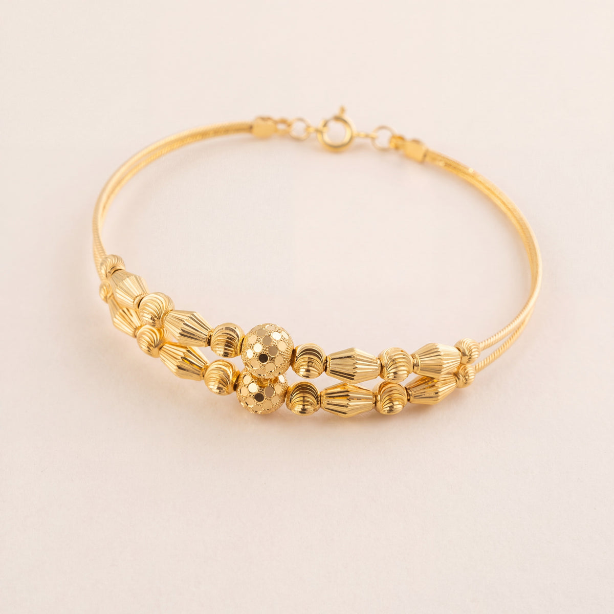 2 Line Kid's Beads Cuff Bracelet (D106), 925 silver 24K gold plated