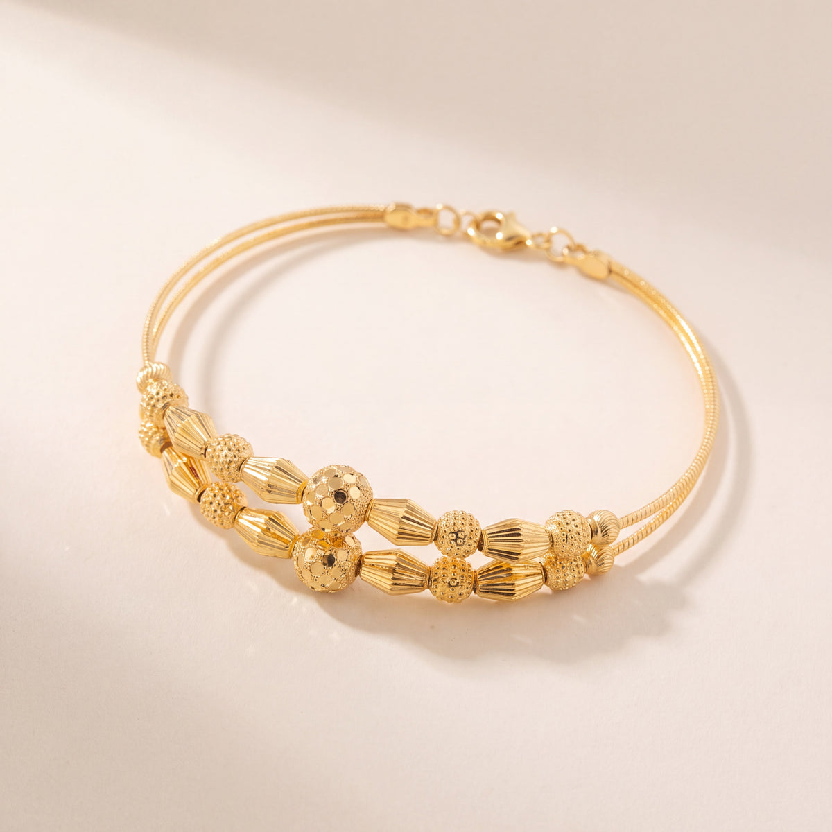 2 Line Kid's Beads Cuff Bracelet (D107), 925 silver 24K gold plated