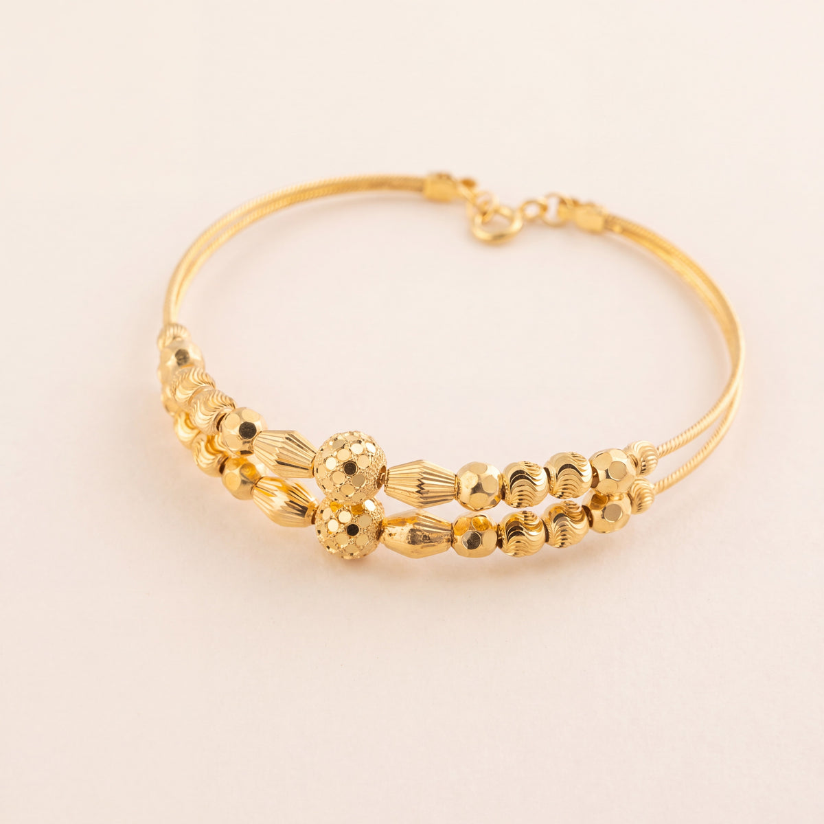 2 Line Kid's Beads Cuff Bracelet (D108), 925 silver 24K gold plated