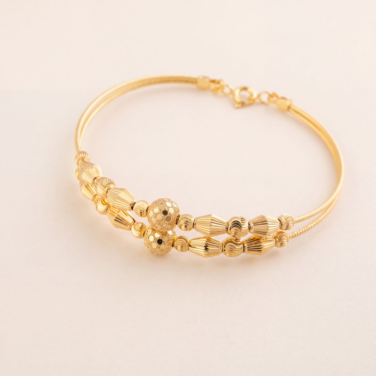 2 Line Kid's Beads Cuff Bracelet (D109), 925 silver 24K gold plated