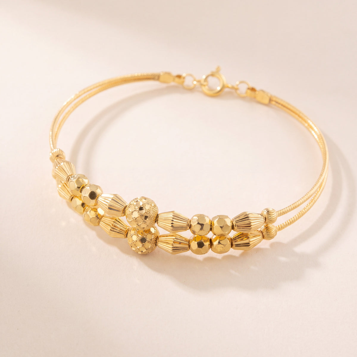 2 Line Kid's Beads Cuff Bracelet (D110), 925 silver 24K gold plated