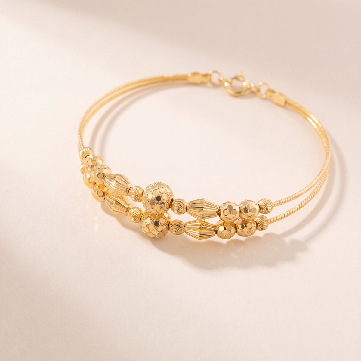 2 Line Kid's Beads Cuff Bracelet (D112), 925 silver 24K gold plated