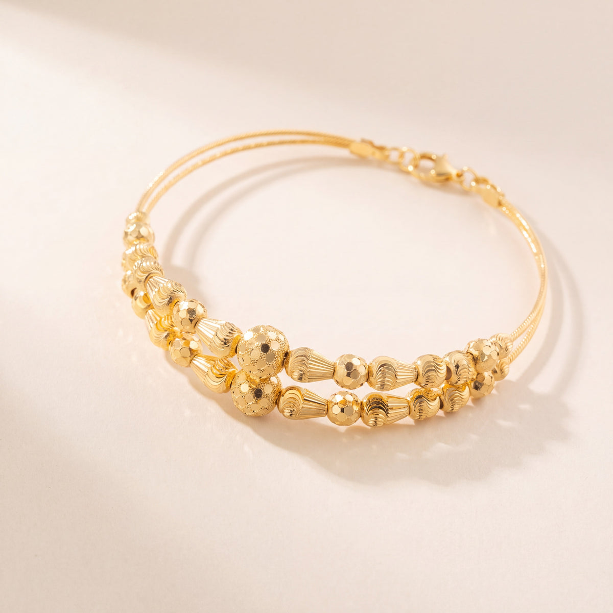 2 Line Kid's Beads Cuff Bracelet (D114), 925 silver 24K gold plated