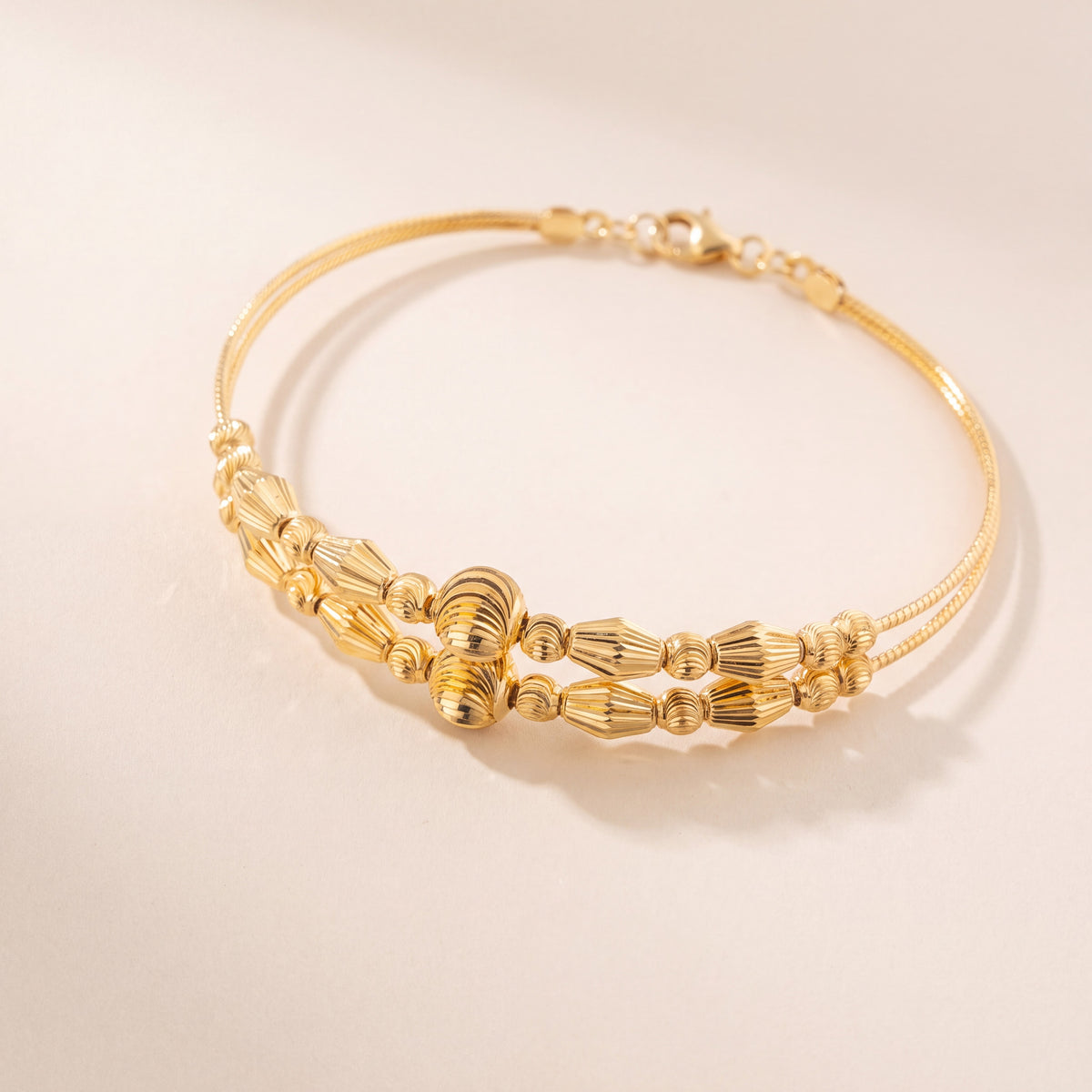 2 Line Kid's Beads Cuff Bracelet (D116), 925 silver 24K gold plated
