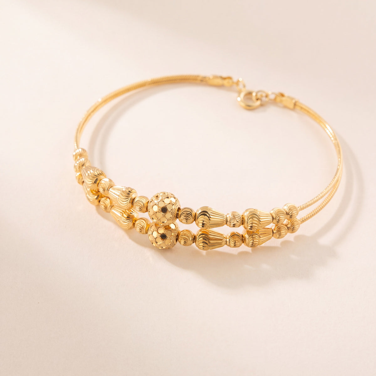 2 Line Kid's Beads Cuff Bracelet (D122), 925 silver 24K gold plated