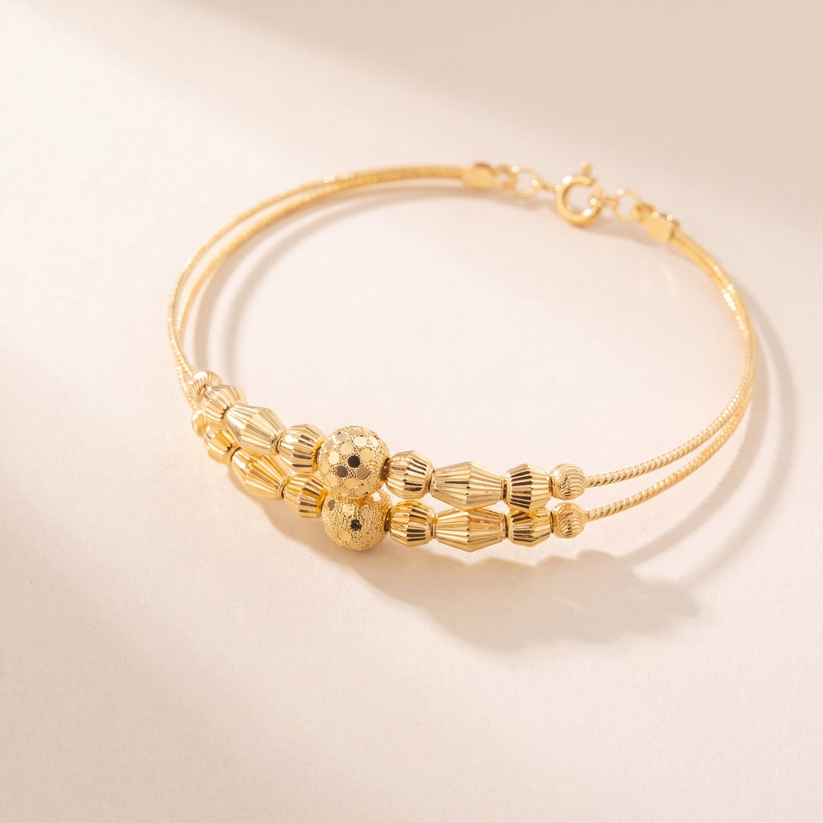 2 Line Kid's Beads Cuff Bracelet (D124), 925 silver 24K gold plated