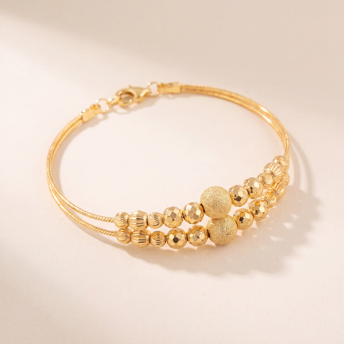 2 Line Kid's Beads Cuff Bracelet (D126), 925 silver 24K gold plated