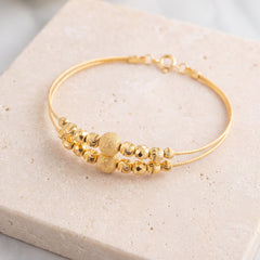 2 Line Kid's Beads Cuff Bracelet (D128) on travertine