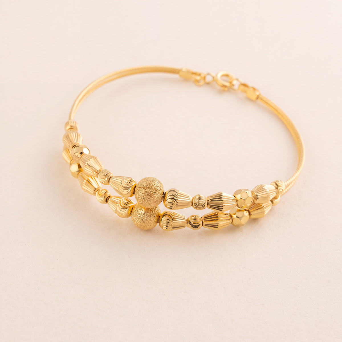 2 Line Kid's Beads Cuff Bracelet (D129), 925 silver 24K gold plated