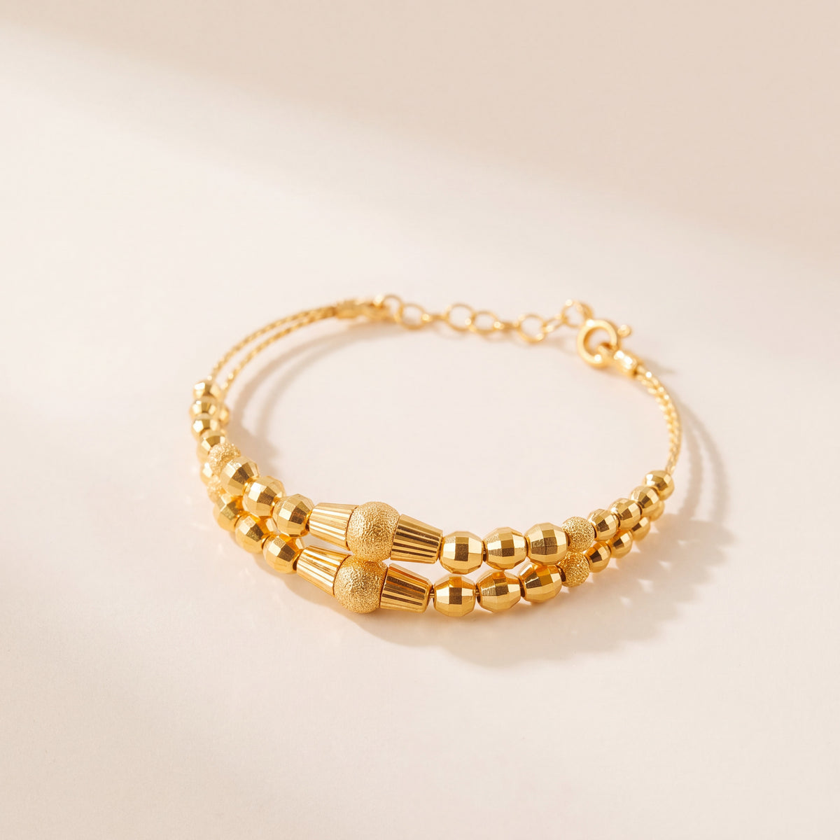 2 Line Kid's Beads Cuff Bracelet (D13), 925 silver 24K gold plated