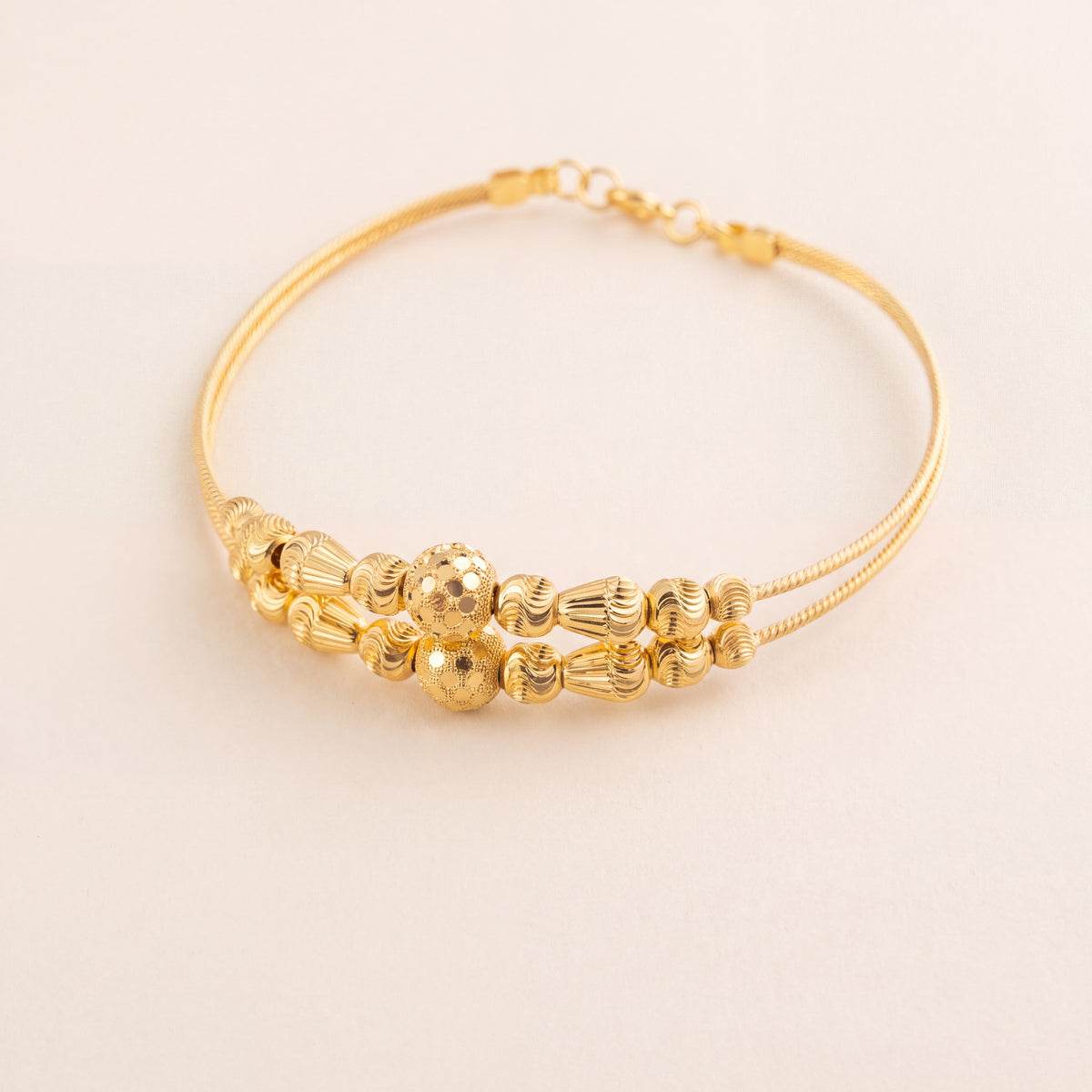 2 Line Kid's Beads Cuff Bracelet (D130), 925 silver 24K gold plated