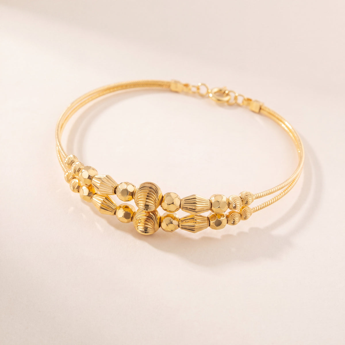 2 Line Kid's Beads Cuff Bracelet (D131), 925 silver 24K gold plated