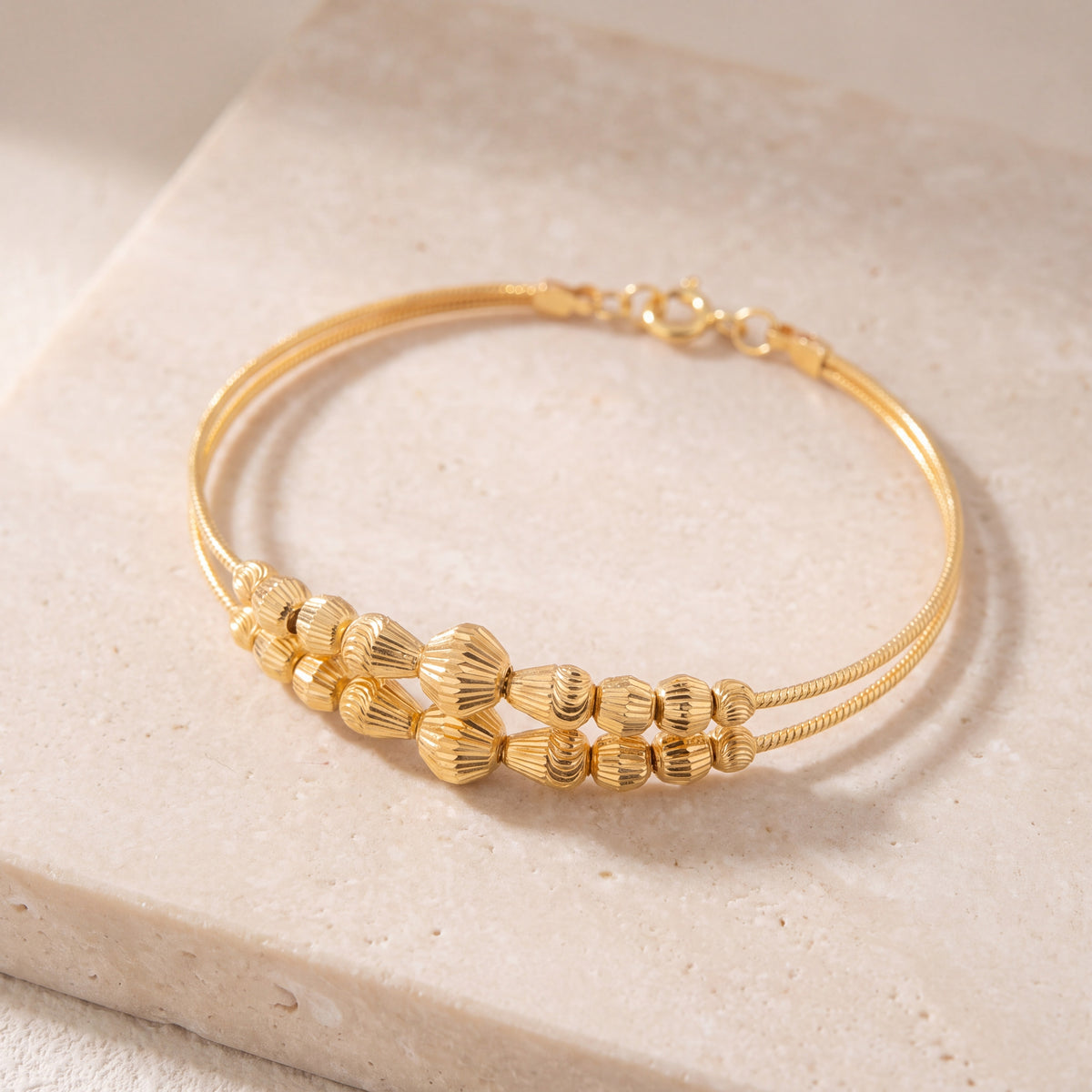 2 Line Kid's Beads Cuff Bracelet (D14) on travertine