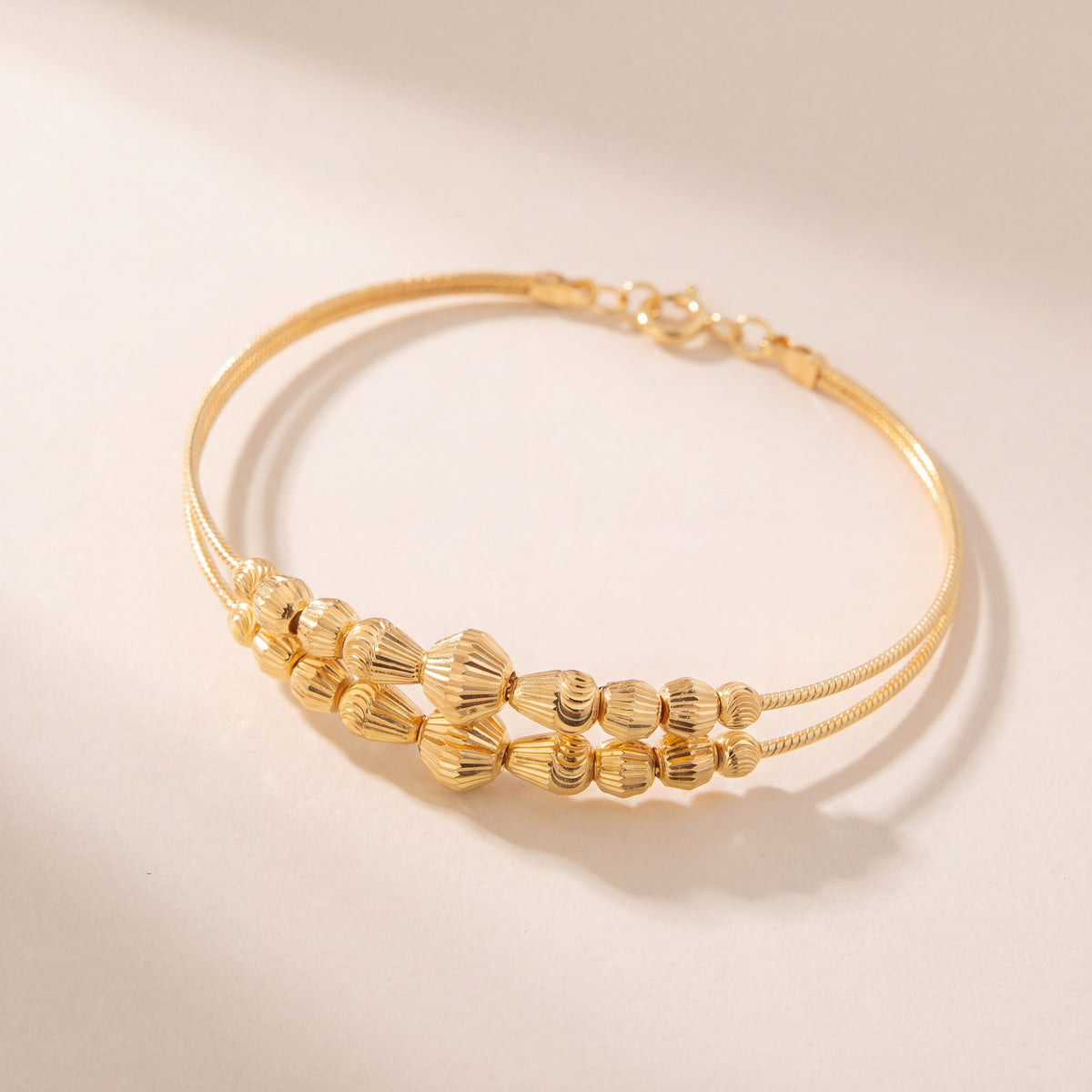 2 Line Kid's Beads Cuff Bracelet (D14), 925 silver 24K gold plated