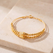 2 Line Kid's Beads Cuff Bracelet (D2) on travertine