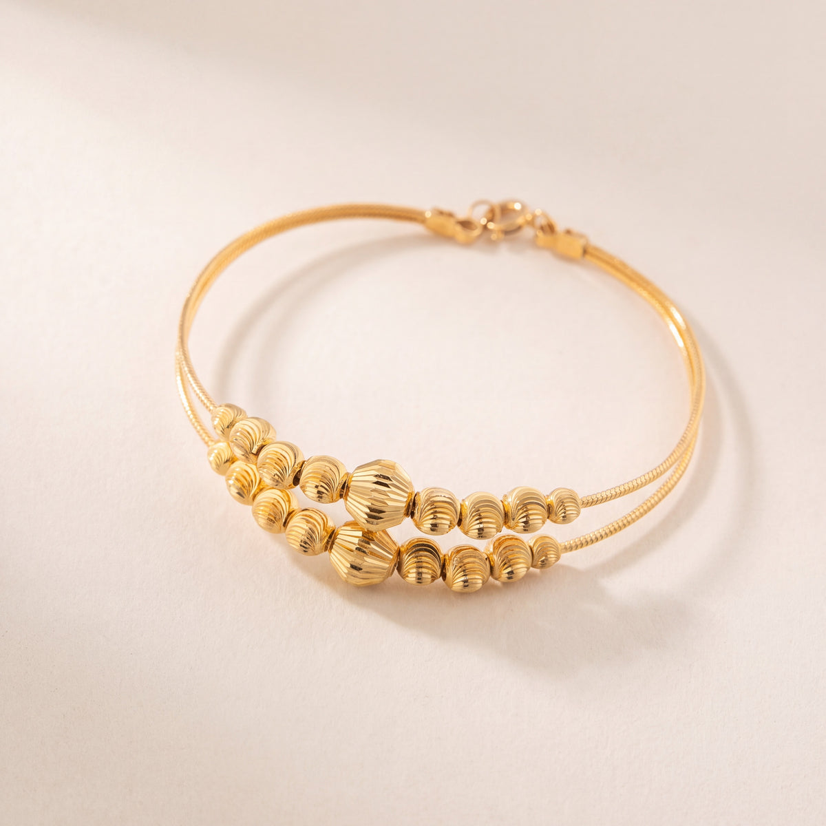2 Line Kid's Beads Cuff Bracelet (D20), 925 silver 24K gold plated