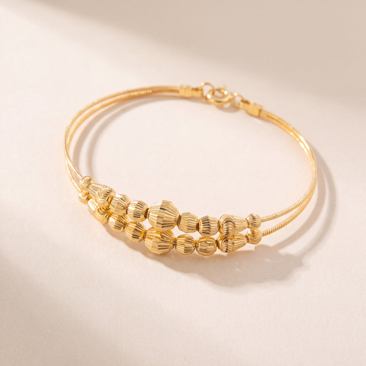 2 Line Kid's Beads Cuff Bracelet (D21), 925 silver 24K gold plated
