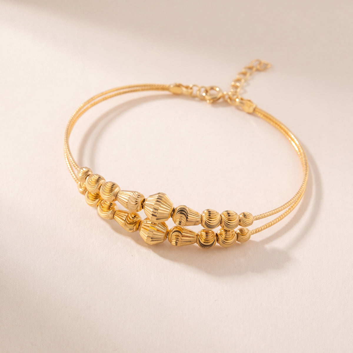 2 Line Kid's Beads Cuff Bracelet (D23), 925 silver 24K gold plated