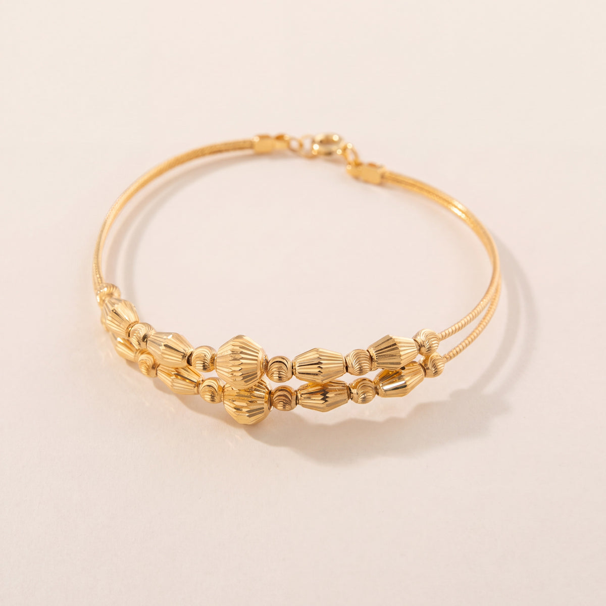 2 Line Kid's Beads Cuff Bracelet (D24), 925 silver 24K gold plated