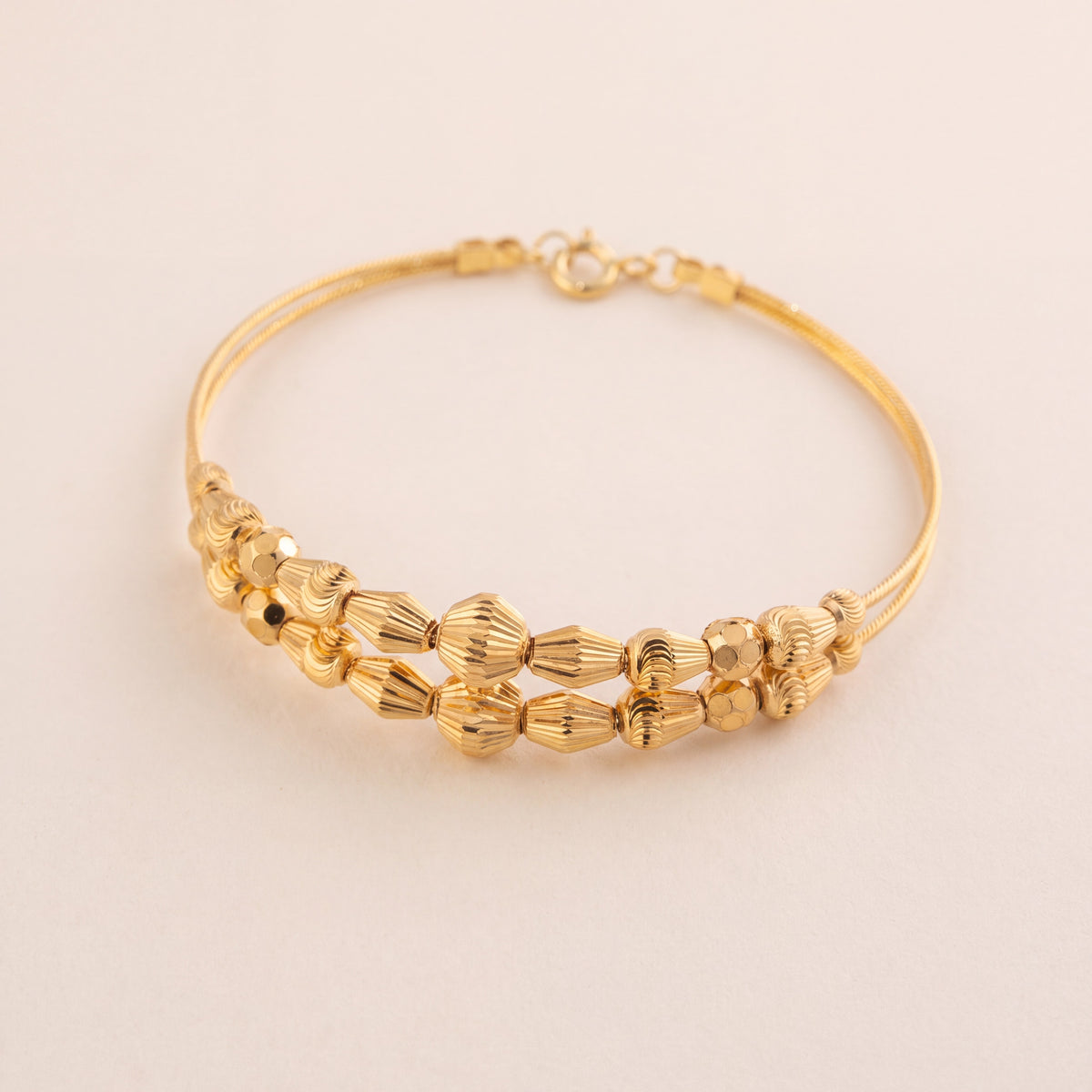 2 Line Kid's Beads Cuff Bracelet (D25), 925 silver 24K gold plated