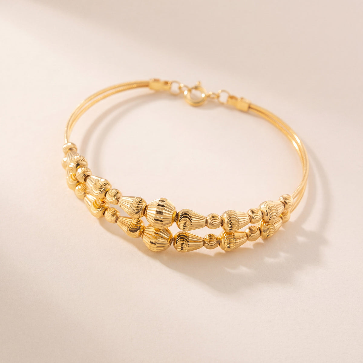 2 Line Kid's Beads Cuff Bracelet (D26), 925 silver 24K gold plated