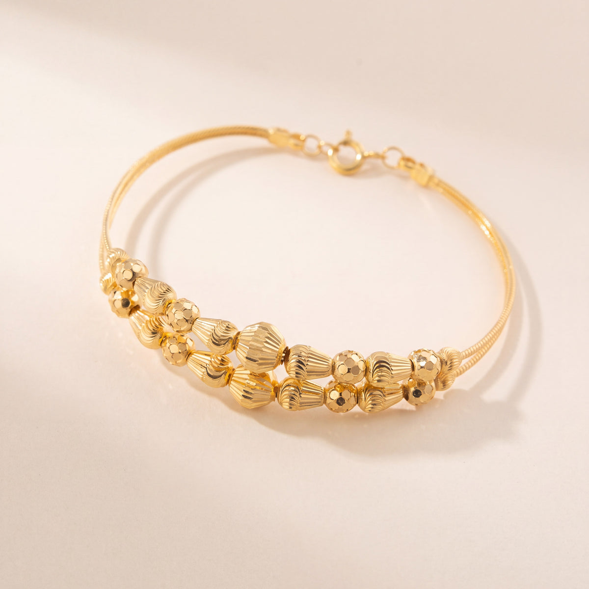 2 Line Kid's Beads Cuff Bracelet (D27), 925 silver 24K gold plated