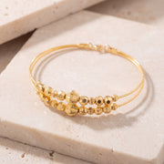 2 Line Kid's Beads Cuff Bracelet (D28) on travertine