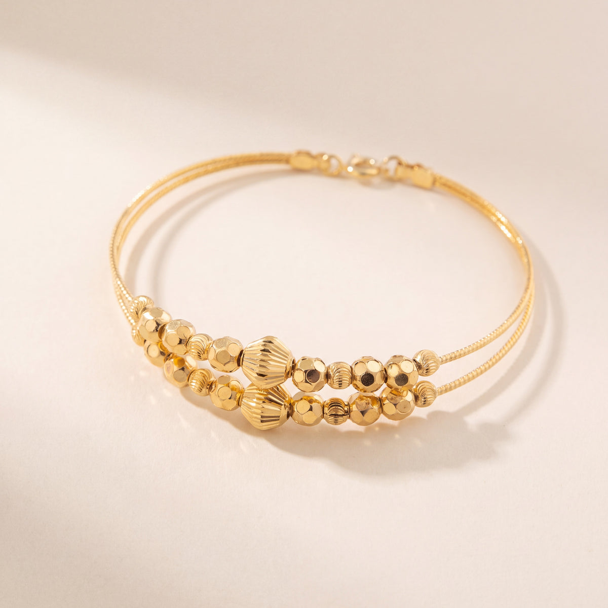 2 Line Kid's Beads Cuff Bracelet (D28), 925 silver 24K gold plated