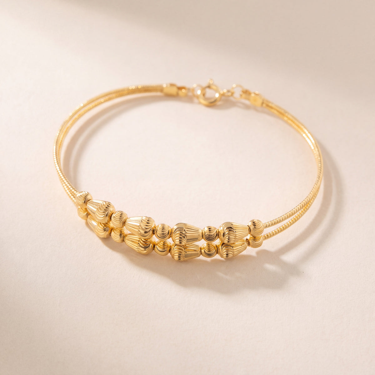 2 Line Kid's Beads Cuff Bracelet (D29), 925 silver 24K gold plated