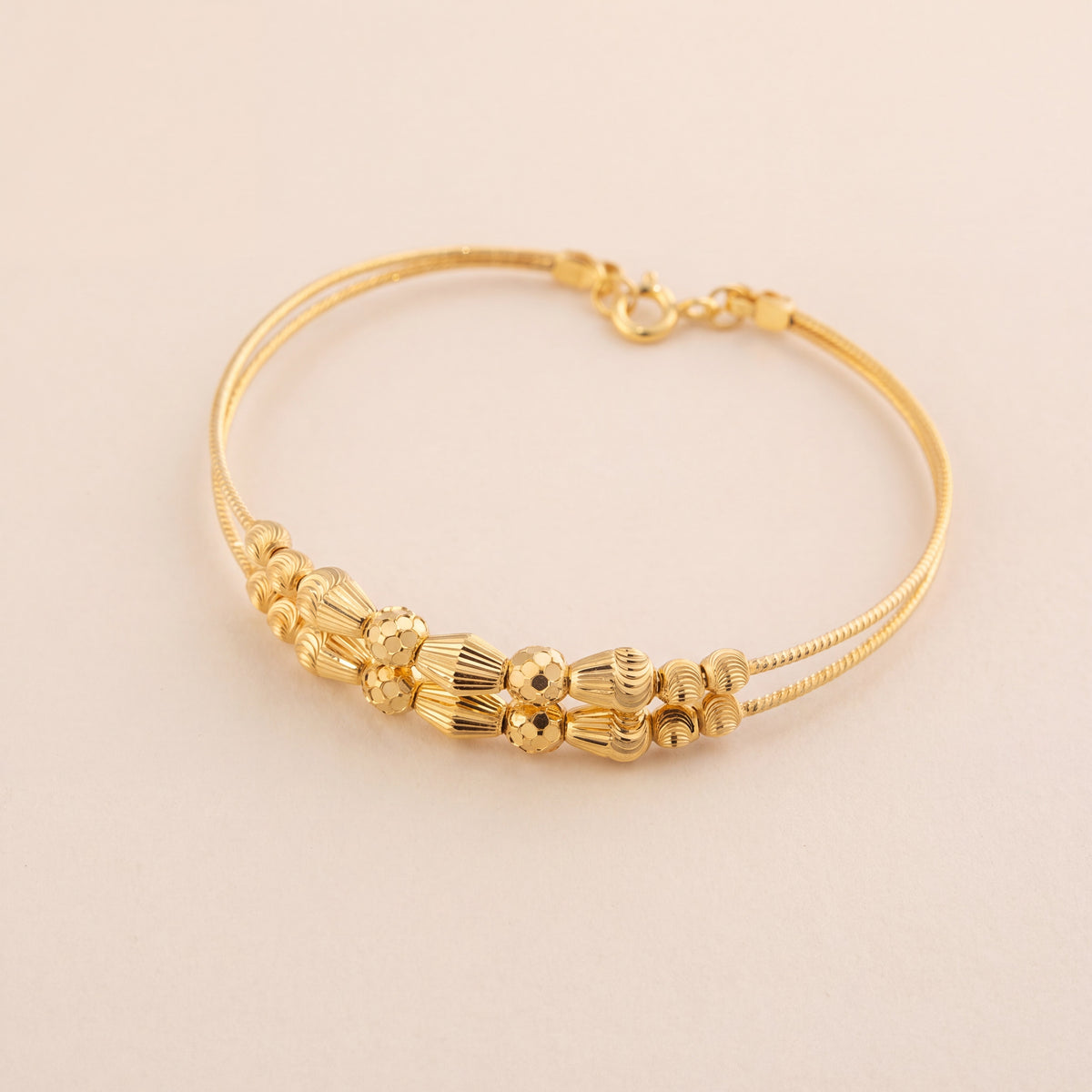 2 Line Kid's Beads Cuff Bracelet (D30), 925 silver 24K gold plated