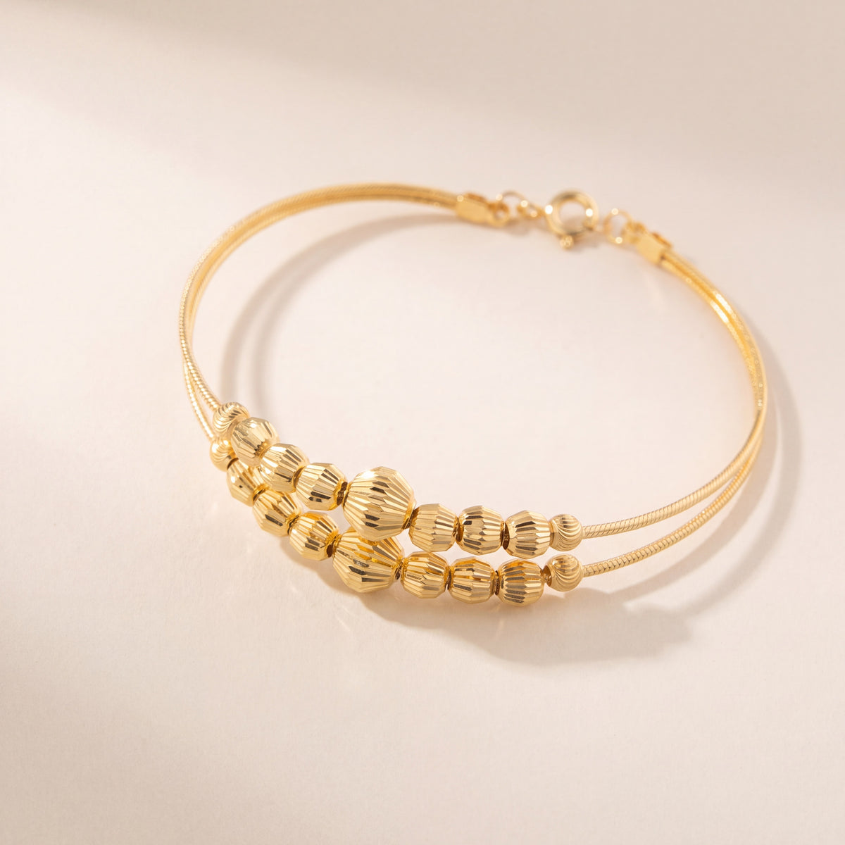 2 Line Kid's Beads Cuff Bracelet (D31), 925 silver 24K gold plated