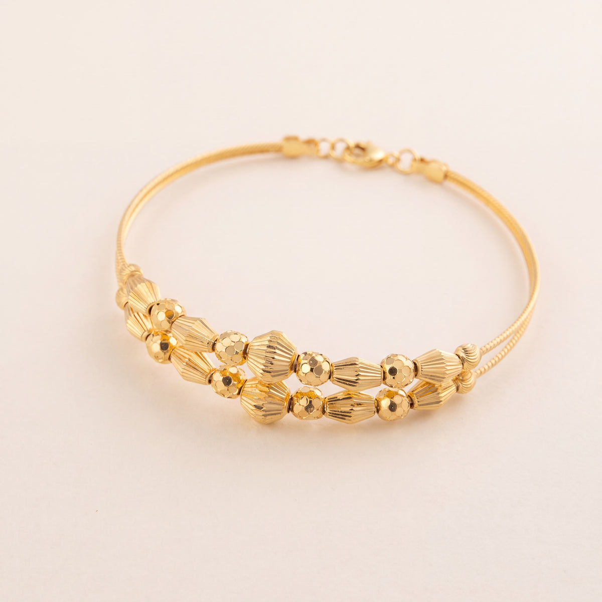2 Line Kid's Beads Cuff Bracelet (D32), 925 silver 24K gold plated