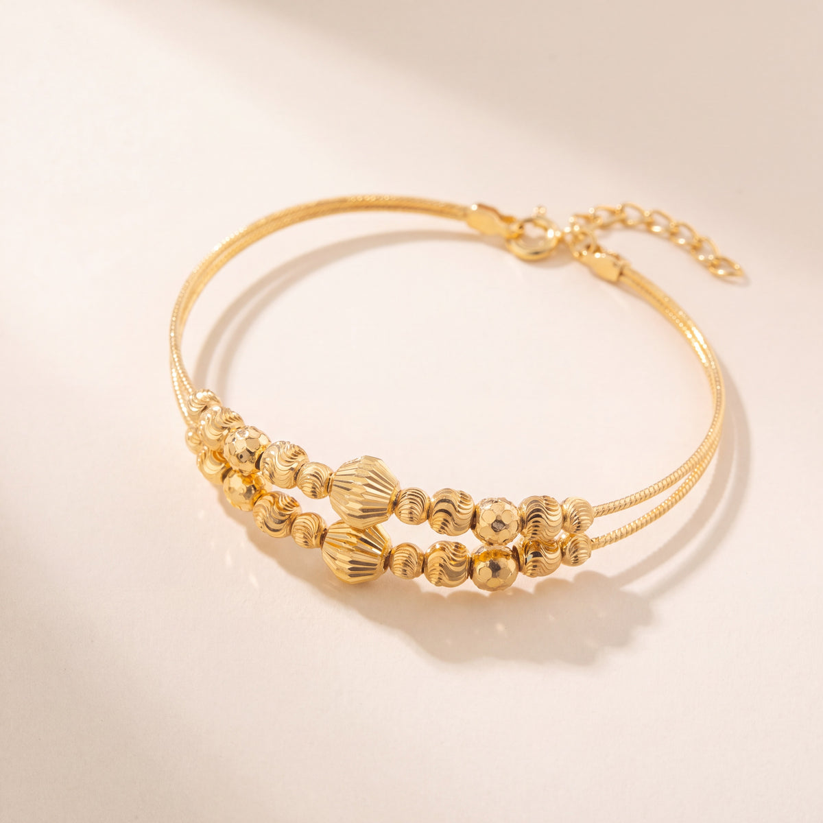 2 Line Kid's Beads Cuff Bracelet (D33), 925 silver 24K gold plated