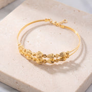 2 Line Kid's Beads Cuff Bracelet (D35) on travertine