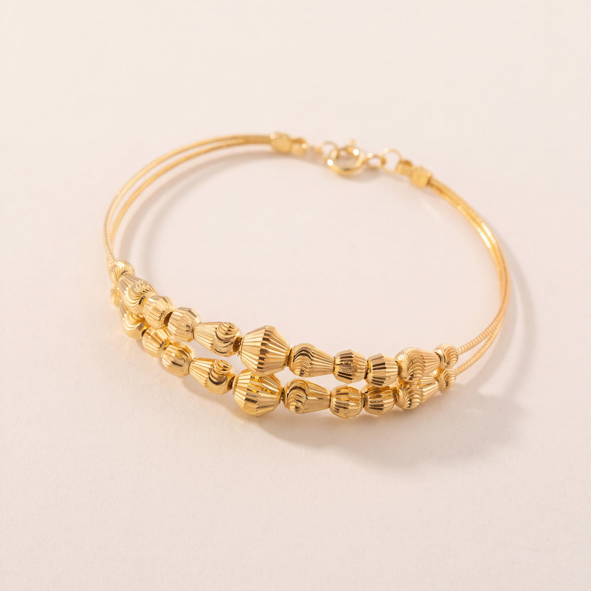 2 Line Kid's Beads Cuff Bracelet (D39), 925 silver 24K gold plated