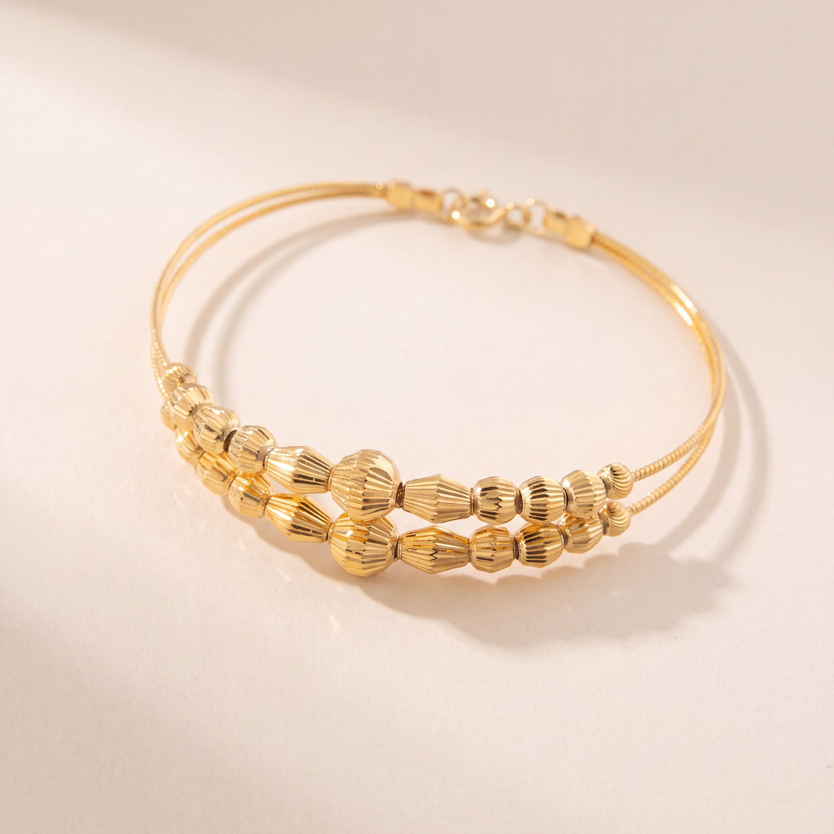 2 Line Kid's Beads Cuff Bracelet (D40), 925 silver 24K gold plated